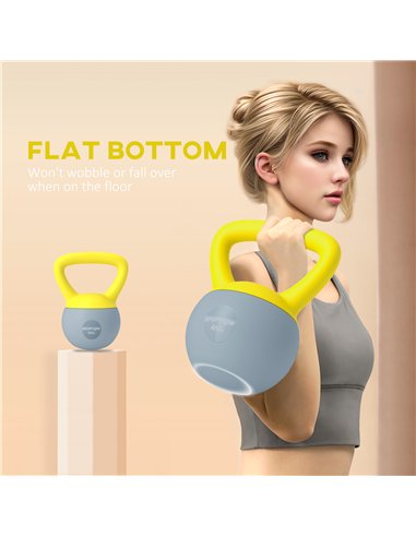SPORTNOW Soft Kettlebell, 4kg Kettle Bell with Non-Slip Handle for Home Gym Weight Lifting and Strength Training, Yellow and Gre