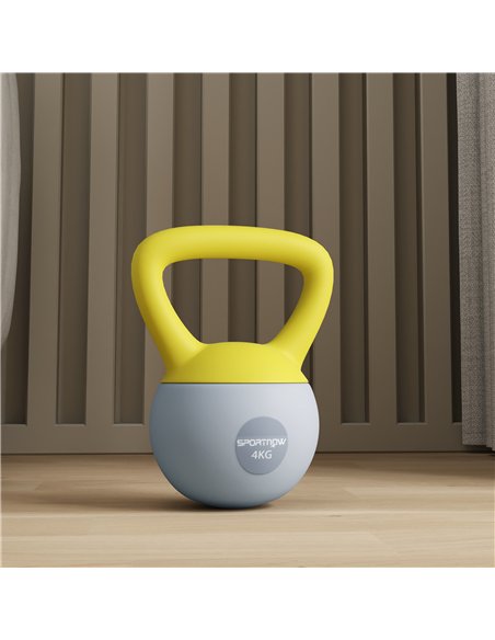 SPORTNOW Soft Kettlebell, 4kg Kettle Bell with Non-Slip Handle for Home Gym Weight Lifting and Strength Training, Yellow and Gre - pic 123552 | FastDaddyshop