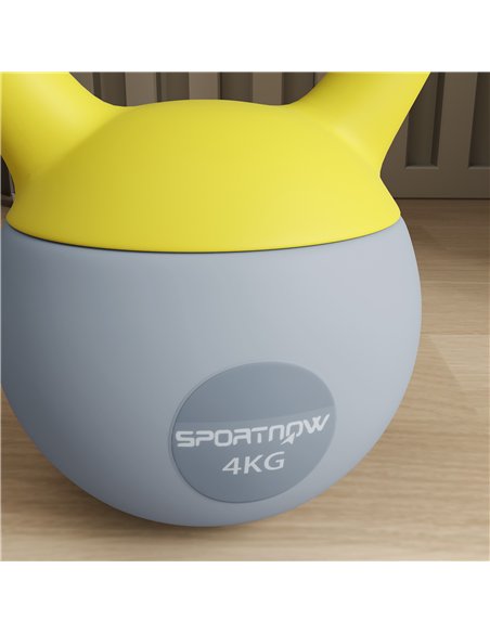 SPORTNOW Soft Kettlebell, 4kg Kettle Bell with Non-Slip Handle for Home Gym Weight Lifting and Strength Training, Yellow and Gre - pic 123554 | FastDaddyshop