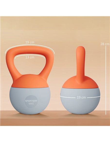 SPORTNOW Soft Kettlebell, 6kg Kettle Bell with Non-Slip Handle for Home Gym Weight Lifting and Strength Training, Orange and Gre - pic 123557 | FastDaddyshop
