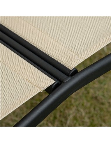 Outsunny 2 Seater Garden Swing Seat Swing Chair Outdoor Hammock Bench w/ Adjustable Tilting Canopy, Texteline Seats and Steel Fr