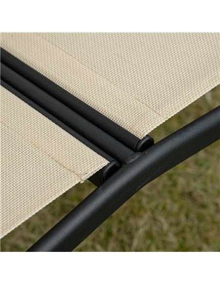 Outsunny 2 Seater Garden Swing Seat Swing Chair Outdoor Hammock Bench w/ Adjustable Tilting Canopy, Texteline Seats and Steel Fr - pic 12356 | FastDaddyshop