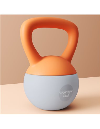 SPORTNOW Soft Kettlebell, 6kg Kettle Bell with Non-Slip Handle for Home Gym Weight Lifting and Strength Training, Orange and Gre