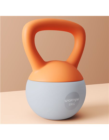SPORTNOW Soft Kettlebell, 6kg Kettle Bell with Non-Slip Handle for Home Gym Weight Lifting and Strength Training, Orange and Gre - pic 123561 | FastDaddyshop
