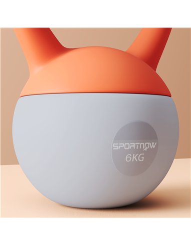 SPORTNOW Soft Kettlebell, 6kg Kettle Bell with Non-Slip Handle for Home Gym Weight Lifting and Strength Training, Orange and Gre