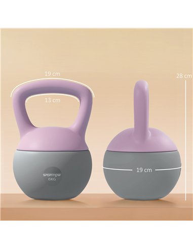 SPORTNOW Soft Kettlebell, 6kg Kettle Bell with Non-Slip Handle for Home Gym Weight Lifting and Strength Training, Purple and Gre