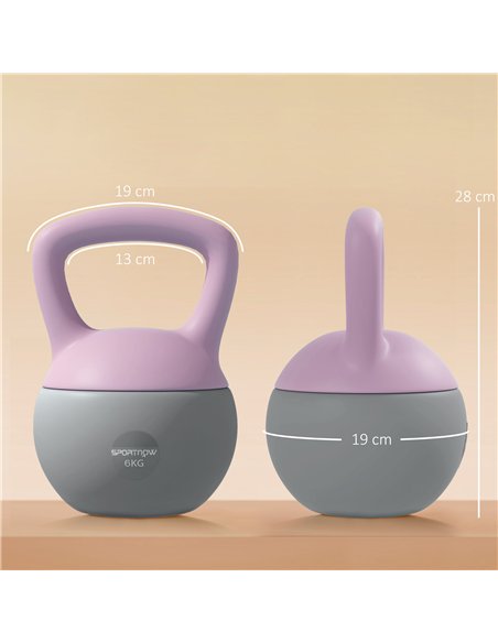 SPORTNOW Soft Kettlebell, 6kg Kettle Bell with Non-Slip Handle for Home Gym Weight Lifting and Strength Training, Purple and Gre - pic 123566 | FastDaddyshop