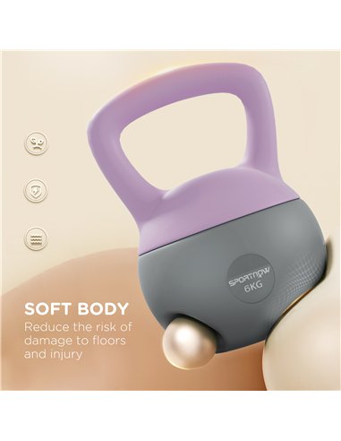 SPORTNOW Soft Kettlebell, 6kg Kettle Bell with Non-Slip Handle for Home Gym Weight Lifting and Strength Training, Purple and Gre