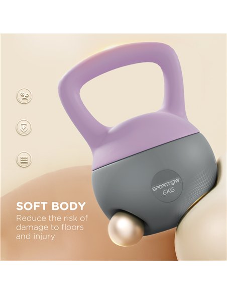 SPORTNOW Soft Kettlebell, 6kg Kettle Bell with Non-Slip Handle for Home Gym Weight Lifting and Strength Training, Purple and Gre - pic 123567 | FastDaddyshop