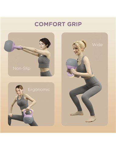 SPORTNOW Soft Kettlebell, 6kg Kettle Bell with Non-Slip Handle for Home Gym Weight Lifting and Strength Training, Purple and Gre