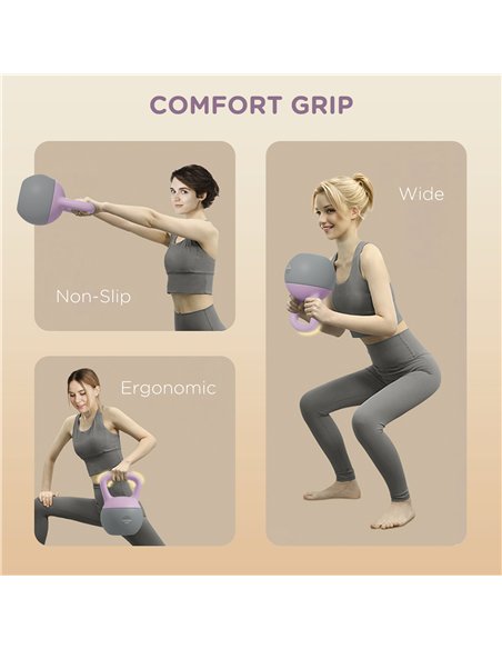 SPORTNOW Soft Kettlebell, 6kg Kettle Bell with Non-Slip Handle for Home Gym Weight Lifting and Strength Training, Purple and Gre - pic 123568 | FastDaddyshop