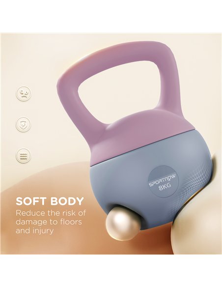 SPORTNOW Soft Kettlebell, 8kg Kettle Bell with Non-Slip Handle for Home Gym Weight Lifting and Strength Training, Purple and Gre - pic 123576 | FastDaddyshop