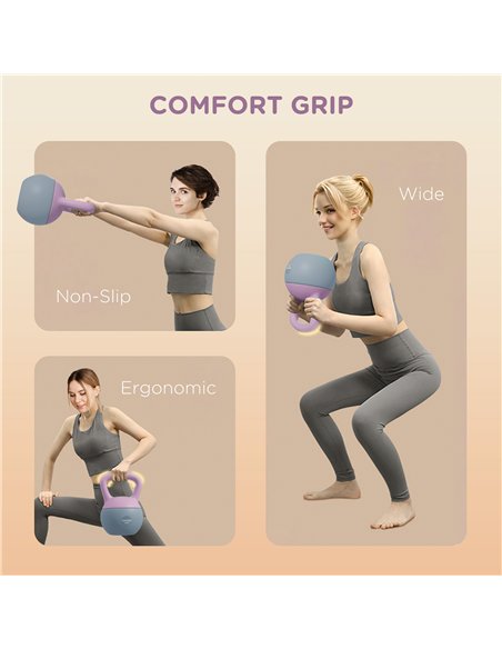 SPORTNOW Soft Kettlebell, 8kg Kettle Bell with Non-Slip Handle for Home Gym Weight Lifting and Strength Training, Purple and Gre - pic 123577 | FastDaddyshop