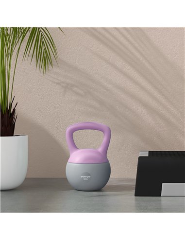 SPORTNOW Soft Kettlebell, 8kg Kettle Bell with Non-Slip Handle for Home Gym Weight Lifting and Strength Training, Purple and Gre
