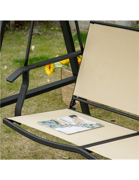 Outsunny 2 Seater Garden Swing Seat Swing Chair Outdoor Hammock Bench w/ Adjustable Tilting Canopy, Texteline Seats and Steel Fr - pic 12358 | FastDaddyshop