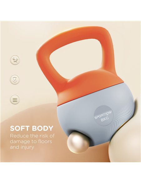 SPORTNOW Soft Kettlebell, 8kg Kettle Bell with Non-Slip Handle for Home Gym Weight Lifting and Strength Training, Orange and Gre - pic 123585 | FastDaddyshop
