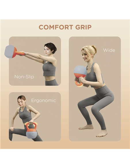 SPORTNOW Soft Kettlebell, 8kg Kettle Bell with Non-Slip Handle for Home Gym Weight Lifting and Strength Training, Orange and Gre - pic 123586 | FastDaddyshop