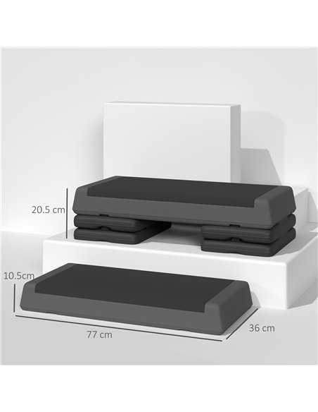 SPORTNOW Adjustable Fitness Stepper, with Non-Slip Surface, for Home, Gym, Office Workout, Grey - pic 123593 | FastDaddyshop