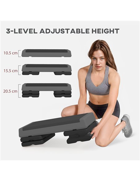 SPORTNOW Adjustable Fitness Stepper, with Non-Slip Surface, for Home, Gym, Office Workout, Grey - pic 123594 | FastDaddyshop