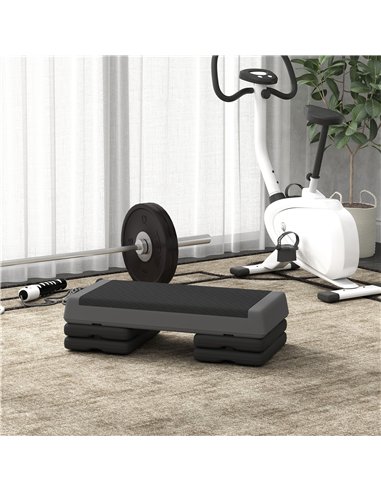 SPORTNOW Adjustable Fitness Stepper, with Non-Slip Surface, for Home, Gym, Office Workout, Grey