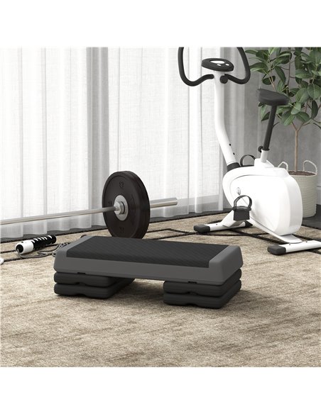 SPORTNOW Adjustable Fitness Stepper, with Non-Slip Surface, for Home, Gym, Office Workout, Grey - pic 123597 | FastDaddyshop