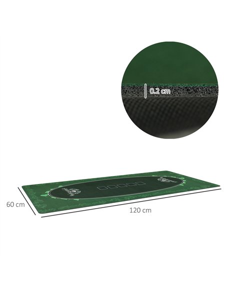SPORTNOW 120 x 60 cm Professional Texas Hold'em Poker Mat 6 Player Water-Resistant Poker Table Top Rubber Poker Table Mat with F - pic 123602 | FastDaddyshop