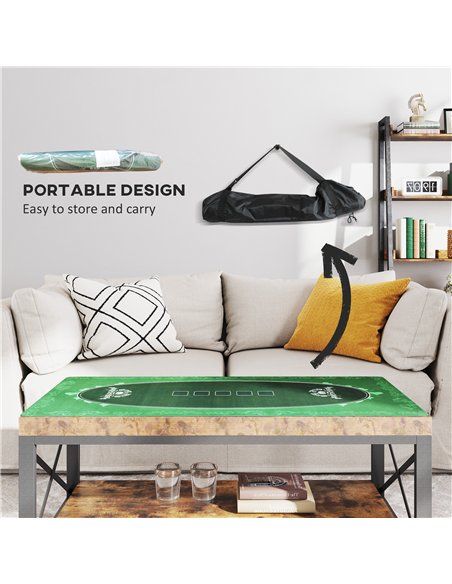 SPORTNOW 120 x 60 cm Professional Texas Hold'em Poker Mat 6 Player Water-Resistant Poker Table Top Rubber Poker Table Mat with F - pic 123605 | FastDaddyshop