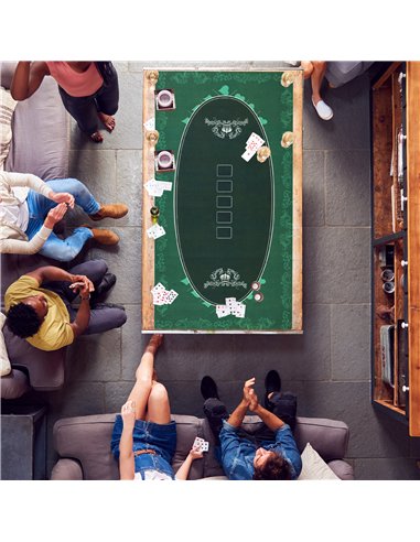SPORTNOW 239.3 x 115.5 cm Professional Texas Hold'em Poker Mat 12 Player Water-Resistant Poker Table Top Rubber Poker Table Mat 