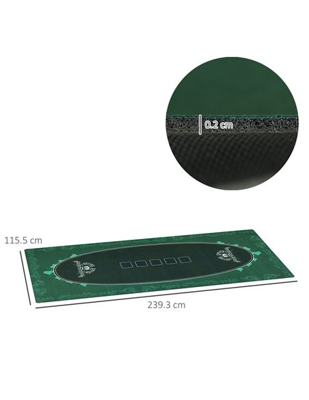 SPORTNOW 239.3 x 115.5 cm Professional Texas Hold'em Poker Mat 12 Player Water-Resistant Poker Table Top Rubber Poker Table Mat  - pic 123611 | FastDaddyshop