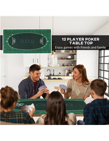 SPORTNOW 239.3 x 115.5 cm Professional Texas Hold'em Poker Mat 12 Player Water-Resistant Poker Table Top Rubber Poker Table Mat 