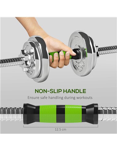 SPORTNOW 20kg Adjustable Weights Dumbbells Set, 2-in-1 Dumbbells and Barbell with Non-slip Handle, Free Weights Set for Home Gym