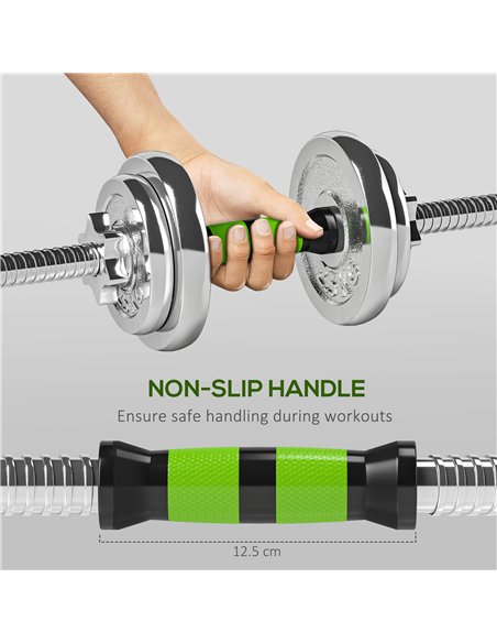SPORTNOW 20kg Adjustable Weights Dumbbells Set, 2-in-1 Dumbbells and Barbell with Non-slip Handle, Free Weights Set for Home Gym - pic 123623 | FastDaddyshop