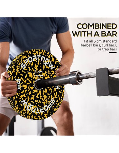 SPORTNOW Olympic Weight Plates Set, Solid Rubber Bumper Plates Weights Discs with 2"/5cm Holes, for Home Gym Weight Lifting Stre