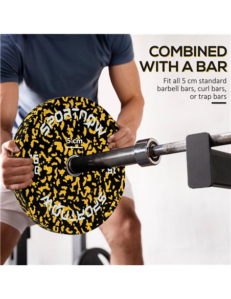 SPORTNOW Olympic Weight Plates Set, Solid Rubber Bumper Plates Weights Discs with 2"/5cm Holes, for Home Gym Weight Lifting Stre - pic 123631 | FastDaddyshop