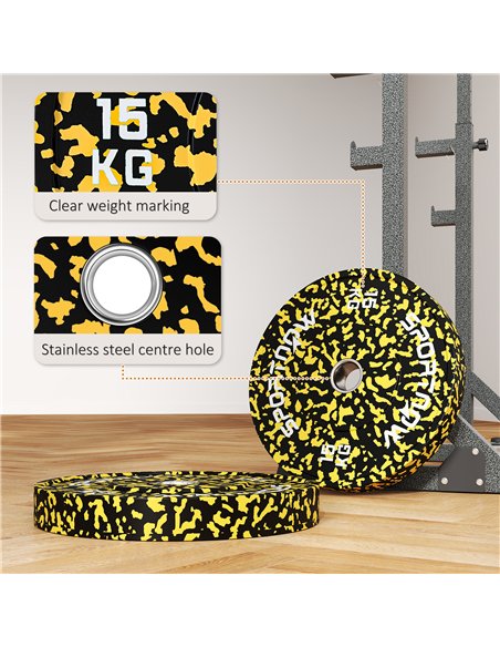 SPORTNOW Olympic Weight Plates Set, Solid Rubber Bumper Plates Weights Discs with 2"/5cm Holes, for Home Gym Weight Lifting Stre - pic 123632 | FastDaddyshop