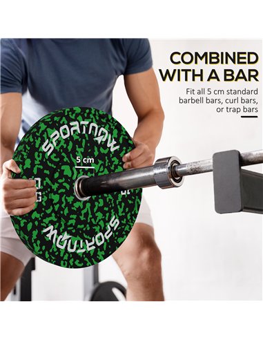 SPORTNOW Olympic Weight Plates Set, Solid Rubber Bumper Plates Weights Discs with 2"/5cm Holes, for Home Gym Weight Lifting Stre