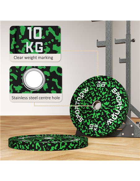 SPORTNOW Olympic Weight Plates Set, Solid Rubber Bumper Plates Weights Discs with 2"/5cm Holes, for Home Gym Weight Lifting Stre - pic 123641 | FastDaddyshop