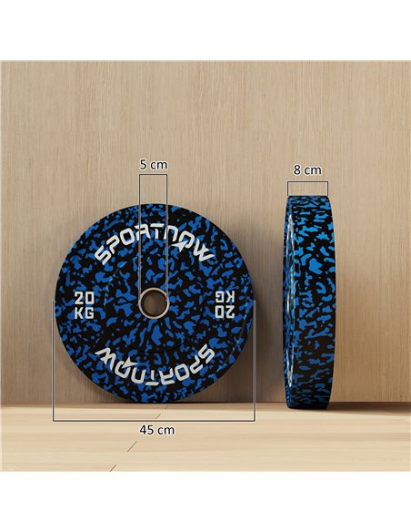 SPORTNOW Olympic Weight Plates Set, Solid Rubber Bumper Plates Weights Discs with 2"/5cm Holes, for Home Gym Weight Lifting Stre - pic 123647 | FastDaddyshop