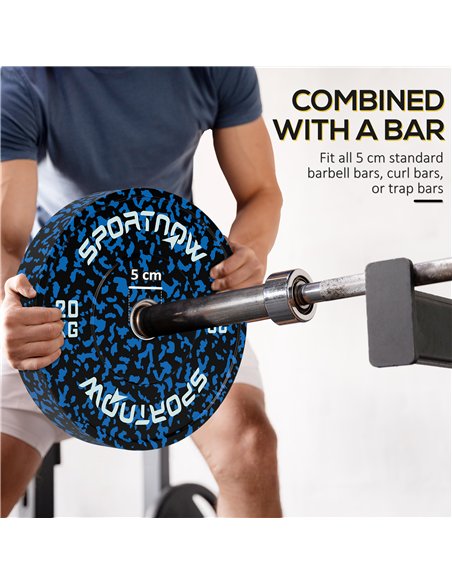 SPORTNOW Olympic Weight Plates Set, Solid Rubber Bumper Plates Weights Discs with 2"/5cm Holes, for Home Gym Weight Lifting Stre - pic 123649 | FastDaddyshop
