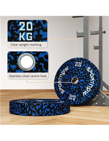SPORTNOW Olympic Weight Plates Set, Solid Rubber Bumper Plates Weights Discs with 2"/5cm Holes, for Home Gym Weight Lifting Stre