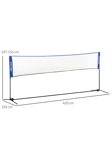 SPORTNOW 4m Badminton Net, Height Adjustable Outdoor Sports Net, with Carry Bag, for Tennis, Pickleball, Volleyball, Blue