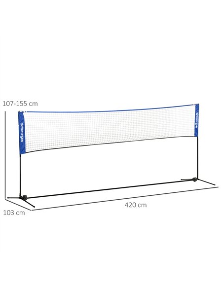 SPORTNOW 4m Badminton Net, Height Adjustable Outdoor Sports Net, with Carry Bag, for Tennis, Pickleball, Volleyball, Blue - pic 123656 | FastDaddyshop