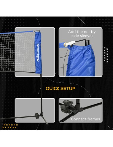 SPORTNOW 4m Badminton Net, Height Adjustable Outdoor Sports Net, with Carry Bag, for Tennis, Pickleball, Volleyball, Blue