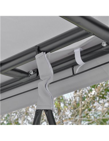 Outsunny 2-in-1 Convertible Swing Chair Bed 3 Seater Hammock Gazebo Patio Bench Cushioned Seat Mesh Curtains - Grey