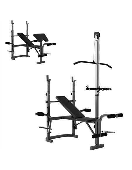 SPORTNOW Adjustable Weight Bench with Bench Press Rack, Preacher Curl Bench, Leg Extension and Lat Pull Down Machine, Incline or - pic 123672 | FastDaddyshop