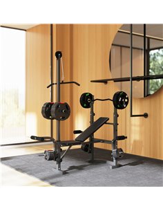 SPORTNOW Adjustable Weight Bench with Bench Press Rack, Preacher Curl Bench, Leg Extension and Lat Pull Down Machine, Incline or 2