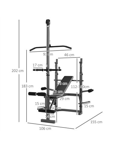 SPORTNOW Adjustable Weight Bench with Bench Press Rack, Preacher Curl Bench, Leg Extension and Lat Pull Down Machine, Incline or