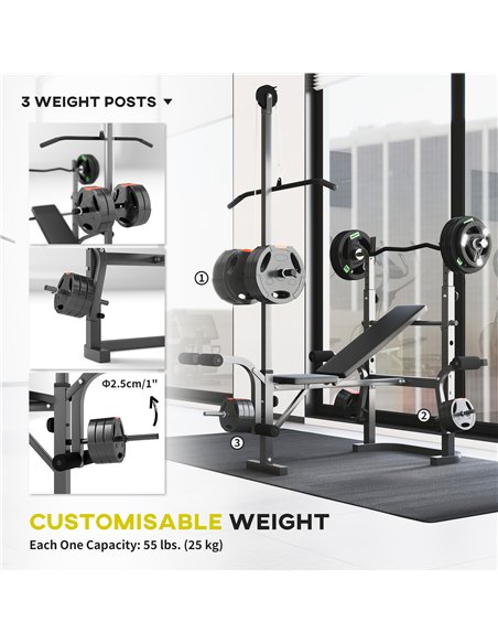 SPORTNOW Adjustable Weight Bench with Bench Press Rack, Preacher Curl Bench, Leg Extension and Lat Pull Down Machine, Incline or - pic 123676 | FastDaddyshop