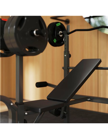 SPORTNOW Adjustable Weight Bench with Bench Press Rack, Preacher Curl Bench, Leg Extension and Lat Pull Down Machine, Incline or - pic 123677 | FastDaddyshop