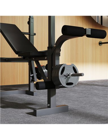 SPORTNOW Adjustable Weight Bench with Bench Press Rack, Preacher Curl Bench, Leg Extension and Lat Pull Down Machine, Incline or